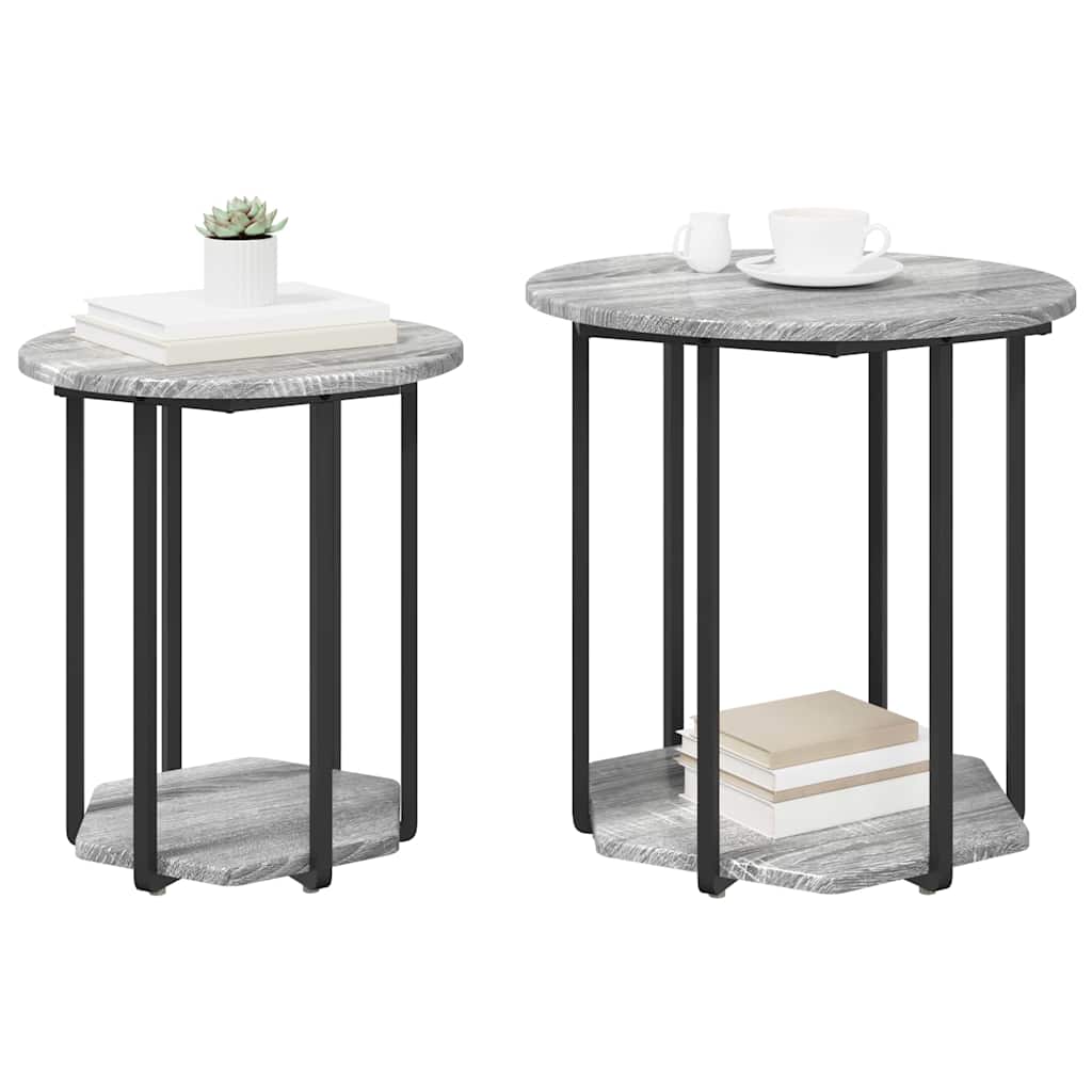 Kisasztal készlet polcokkal 2 pcs Szürke