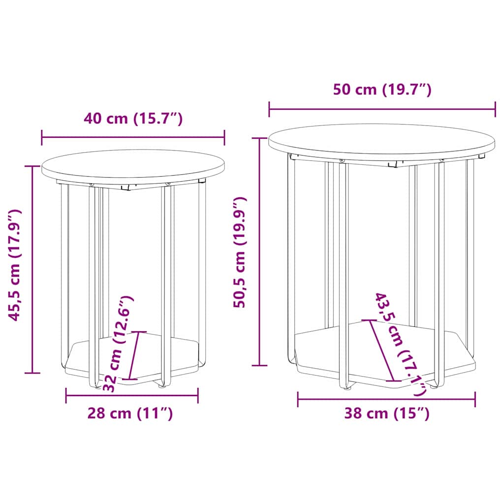 Kisasztal készlet polcokkal 2 pcs Barna