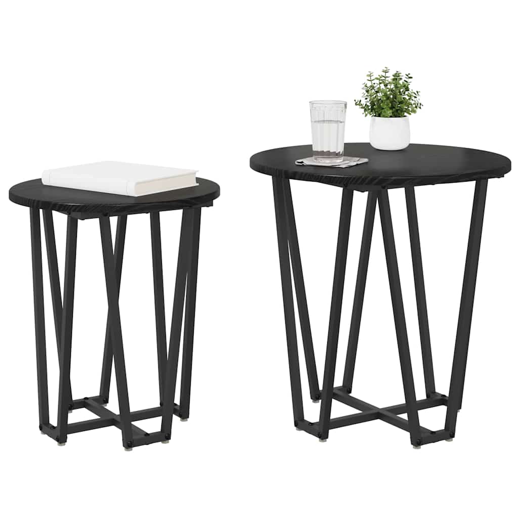 Kisasztal készlet 2 pcs Fekete tölgy