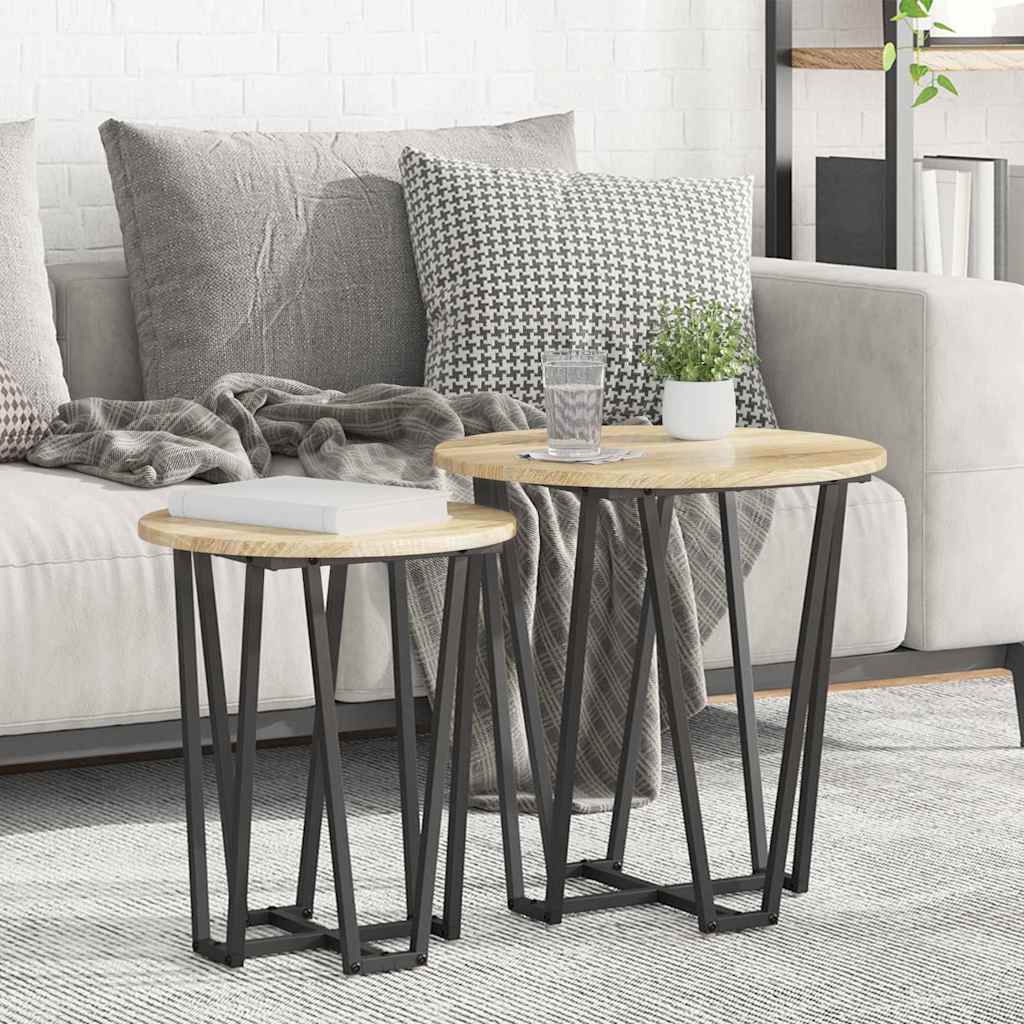 Kisasztal készlet 2 pcs Sonoma Tölgy és Fekete
