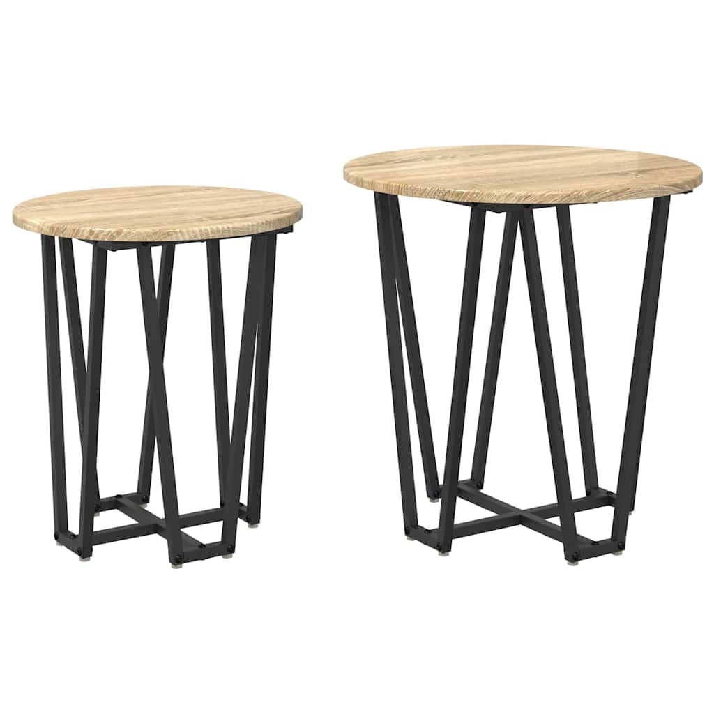 Kisasztal készlet 2 pcs Sonoma Tölgy és Fekete