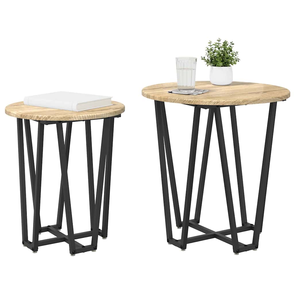 Kisasztal készlet 2 pcs Sonoma Tölgy és Fekete
