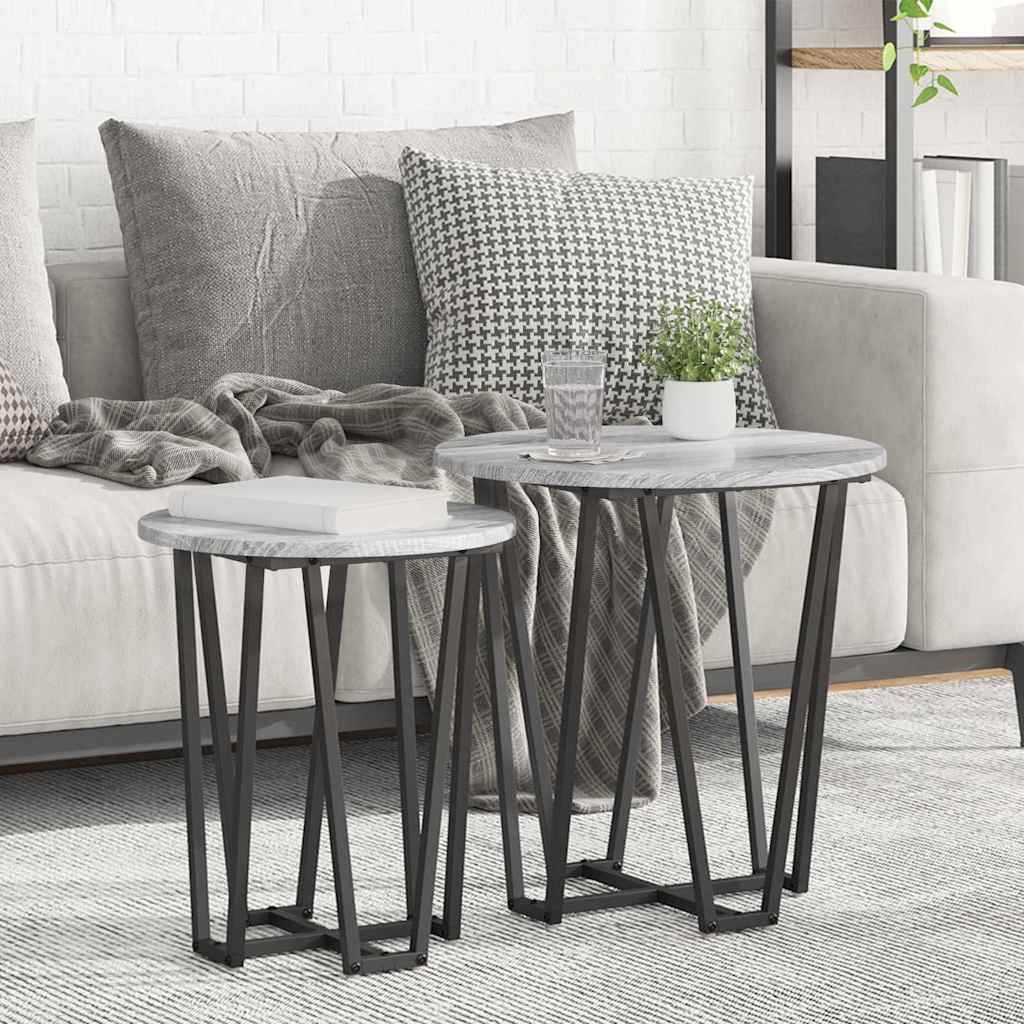 Kisasztal készlet 2 pcs Szürke Sonoma és Fekete