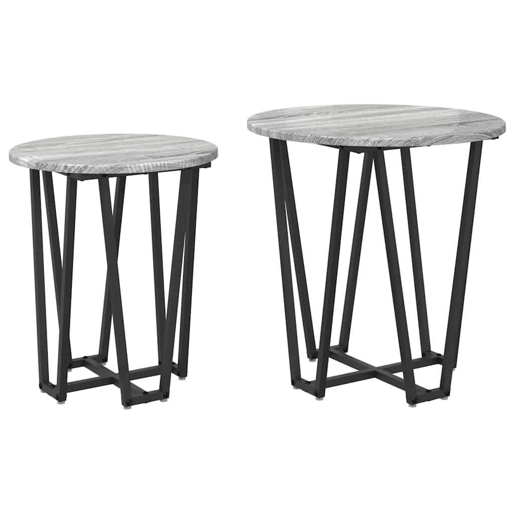 Kisasztal készlet 2 pcs Szürke Sonoma és Fekete
