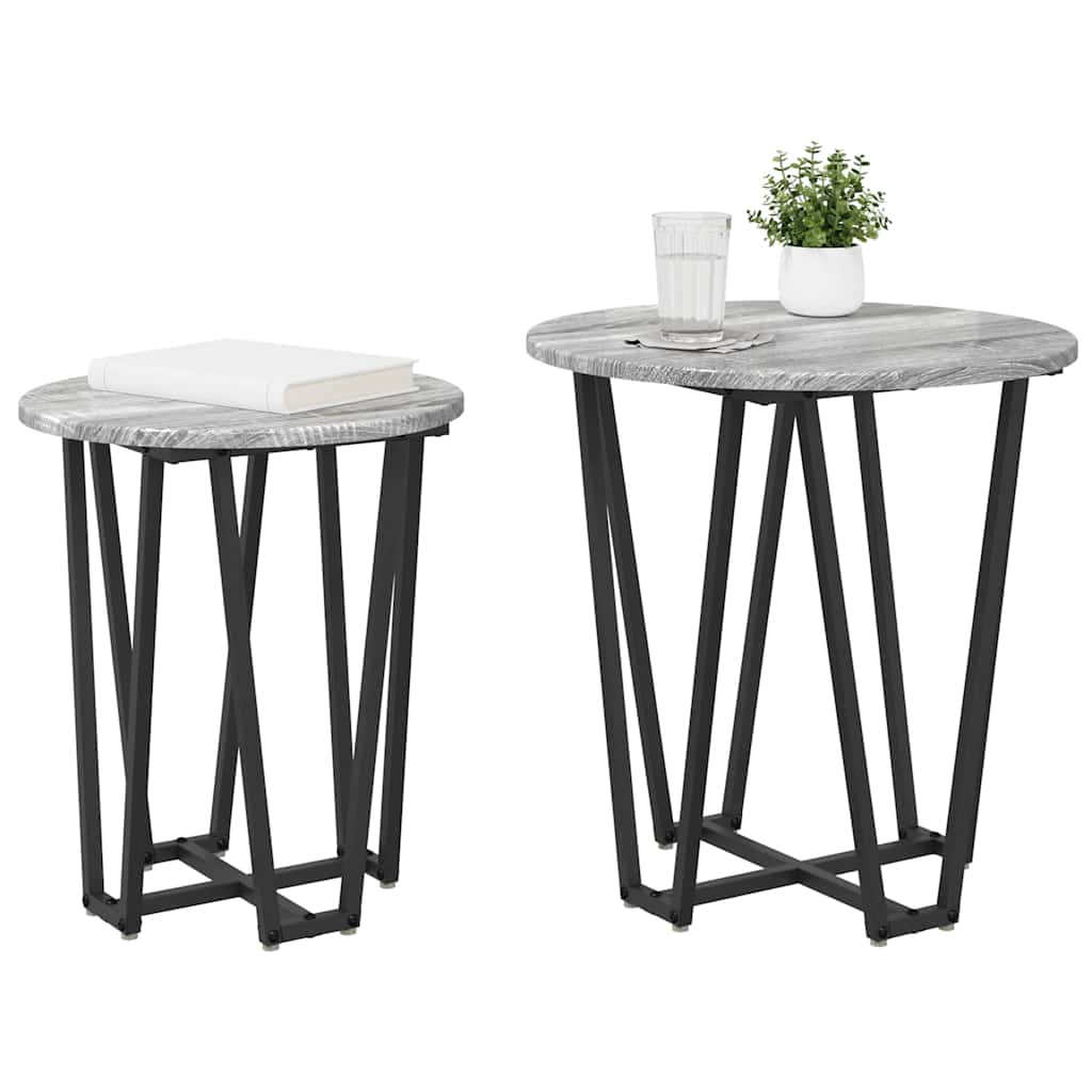 Kisasztal készlet 2 pcs Szürke Sonoma és Fekete