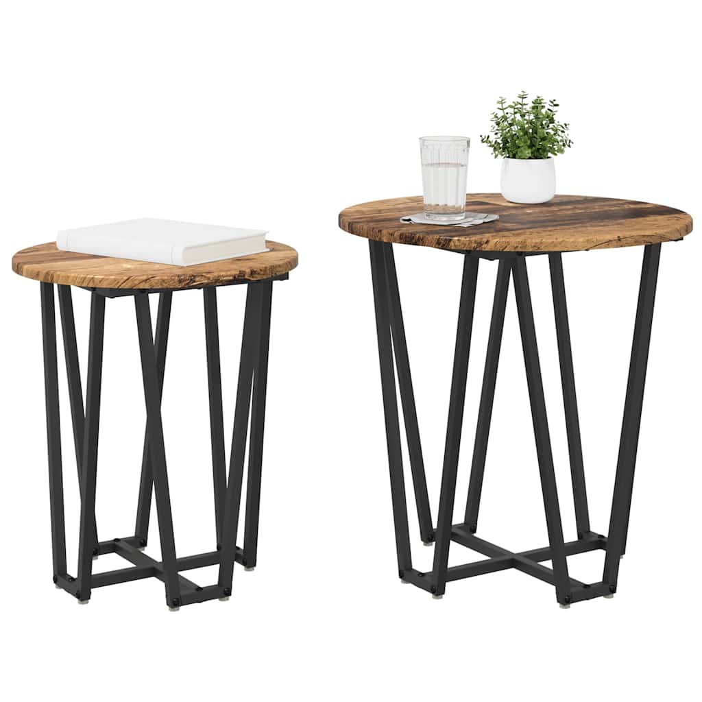 Kisasztal készlet 2 pcs Régi fa és fekete