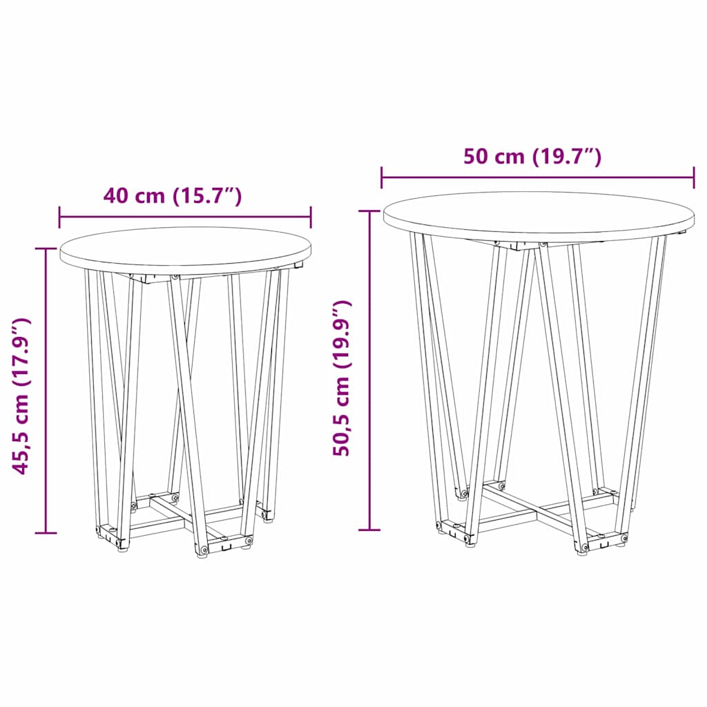 Kisasztal készlet 2 pcs Régi fa és fekete