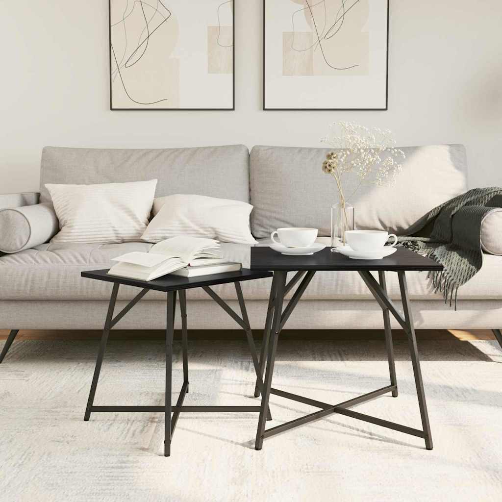 Kisasztal készlet 2 pcs Fekete tölgy