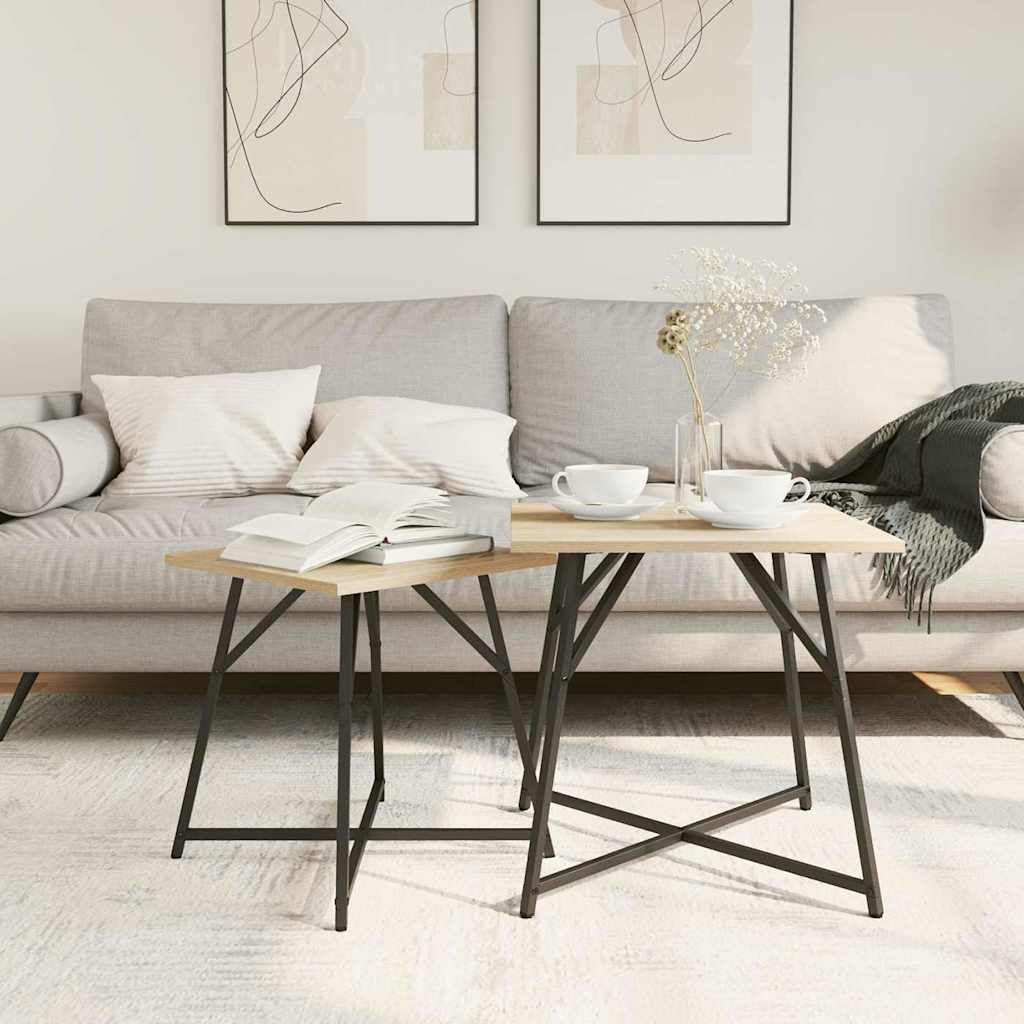 Kisasztal készlet 2 db Sonoma Tölgy és Fekete 50 x 50 x 50 cm