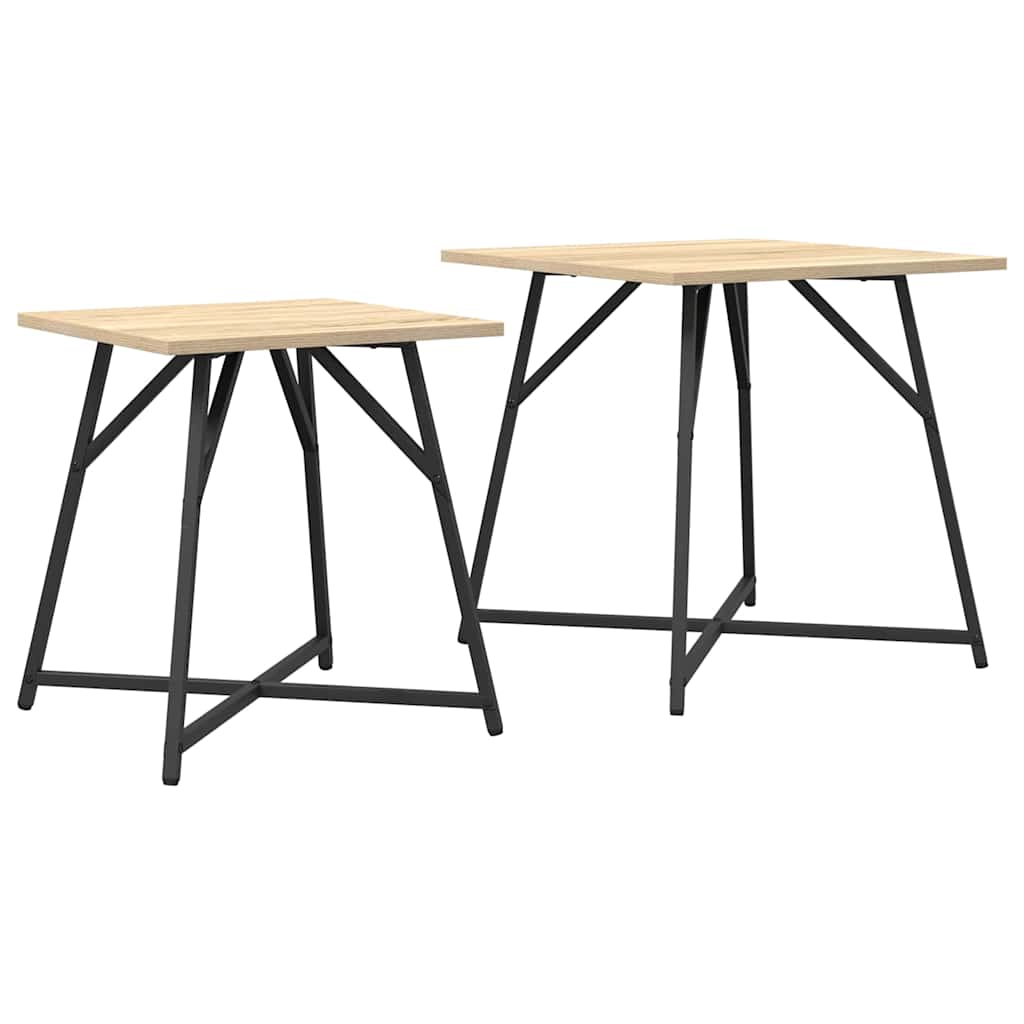 Kisasztal készlet 2 db Sonoma Tölgy és Fekete 50 x 50 x 50 cm