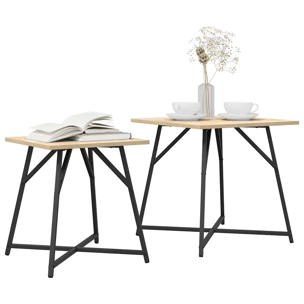 Kisasztal készlet 2 db Sonoma Tölgy és Fekete 50 x 50 x 50 cm