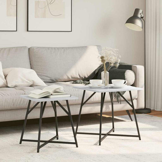 Kisasztal készlet 2 db Szürke Sonoma és Fekete 50 x 50 x 50 cm