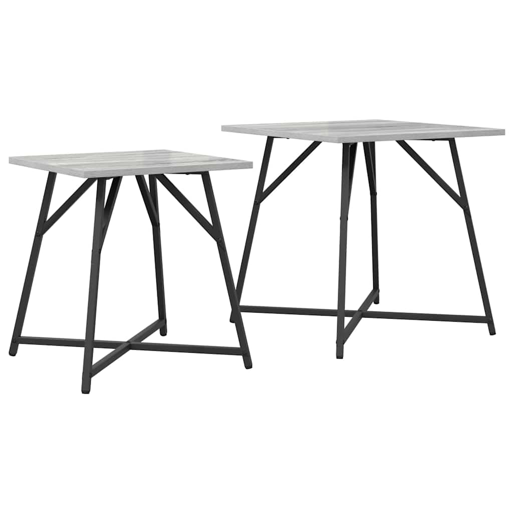 Kisasztal készlet 2 db Szürke Sonoma és Fekete 50 x 50 x 50 cm