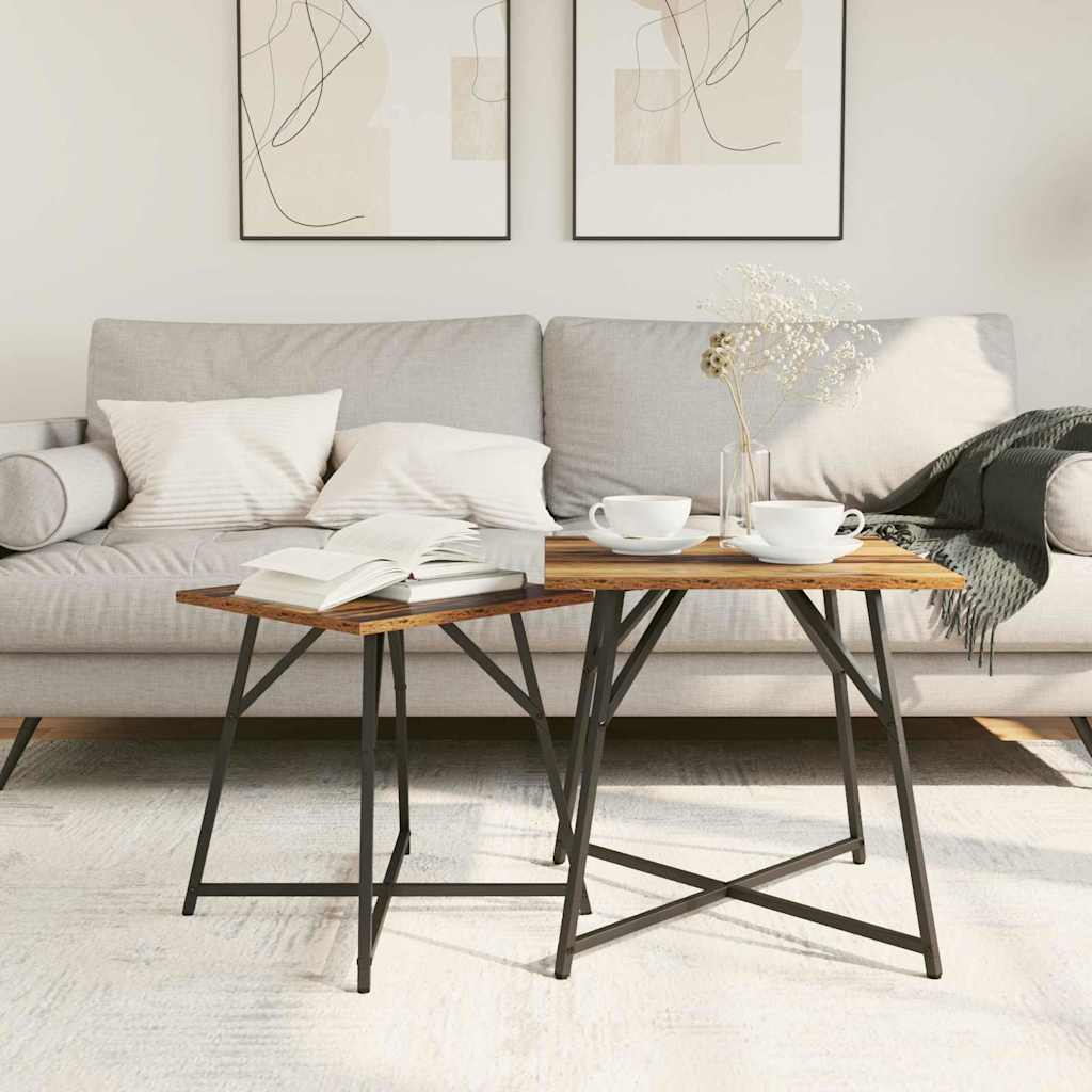 Kisasztal készlet 2 pcs Régi fa és fekete