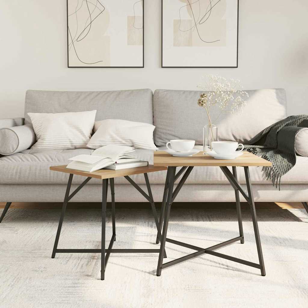 Kisasztal készlet 2 db Artisan tölgy és fekete 50 x 50 x 50 cm