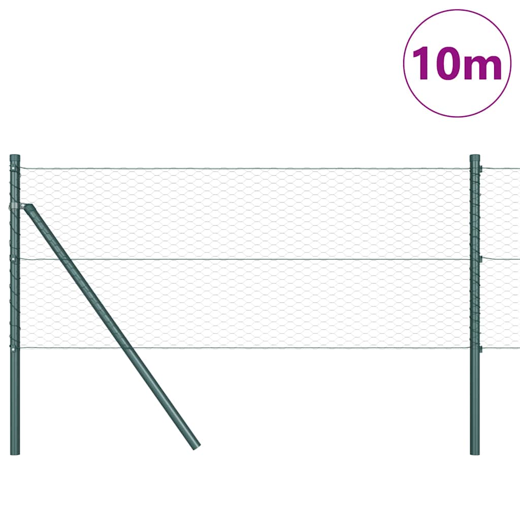 Hatszögletű kerítés talajrögzítő 10 x 0,6 m PVC-bevonatos acél