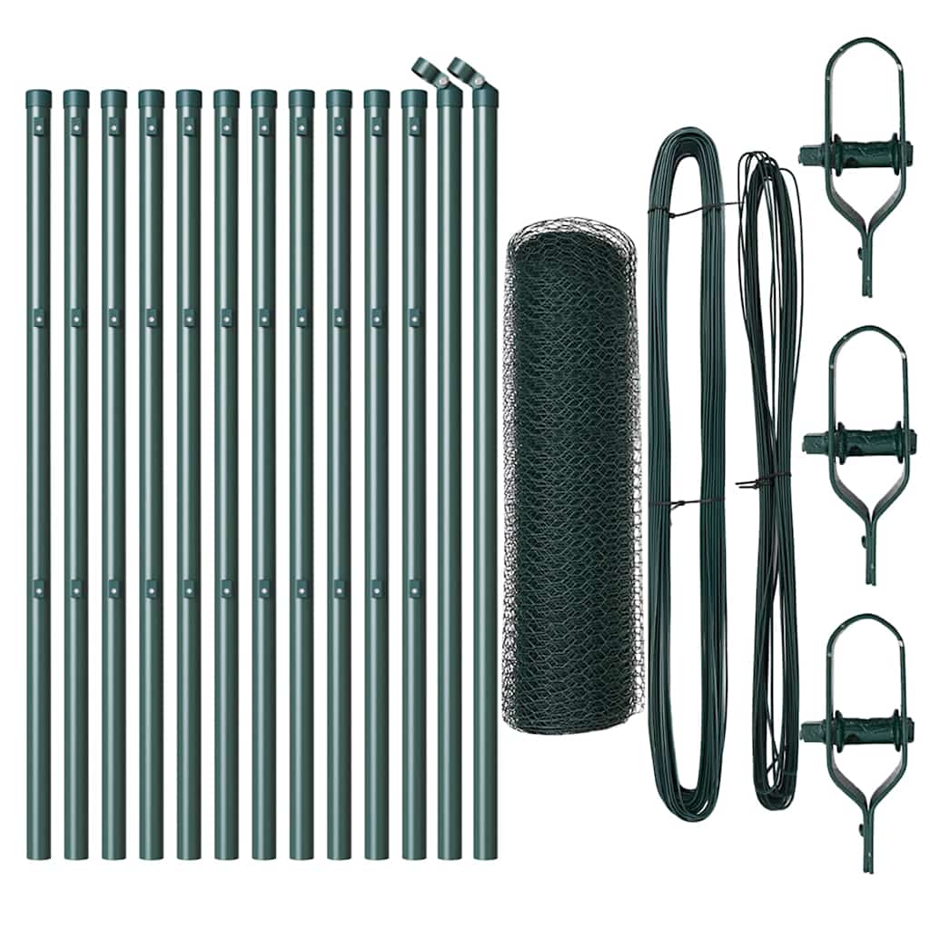 Hatszögletű kerítés talajrögzítő 25 x 0,4 m PVC-bevonatos acél