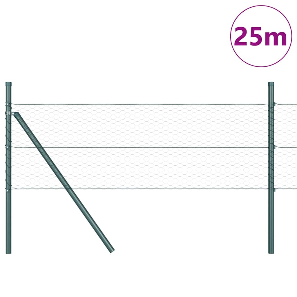 Hatszögletű kerítés talajrögzítő 25 x 0,5 m PVC-bevonatos acél