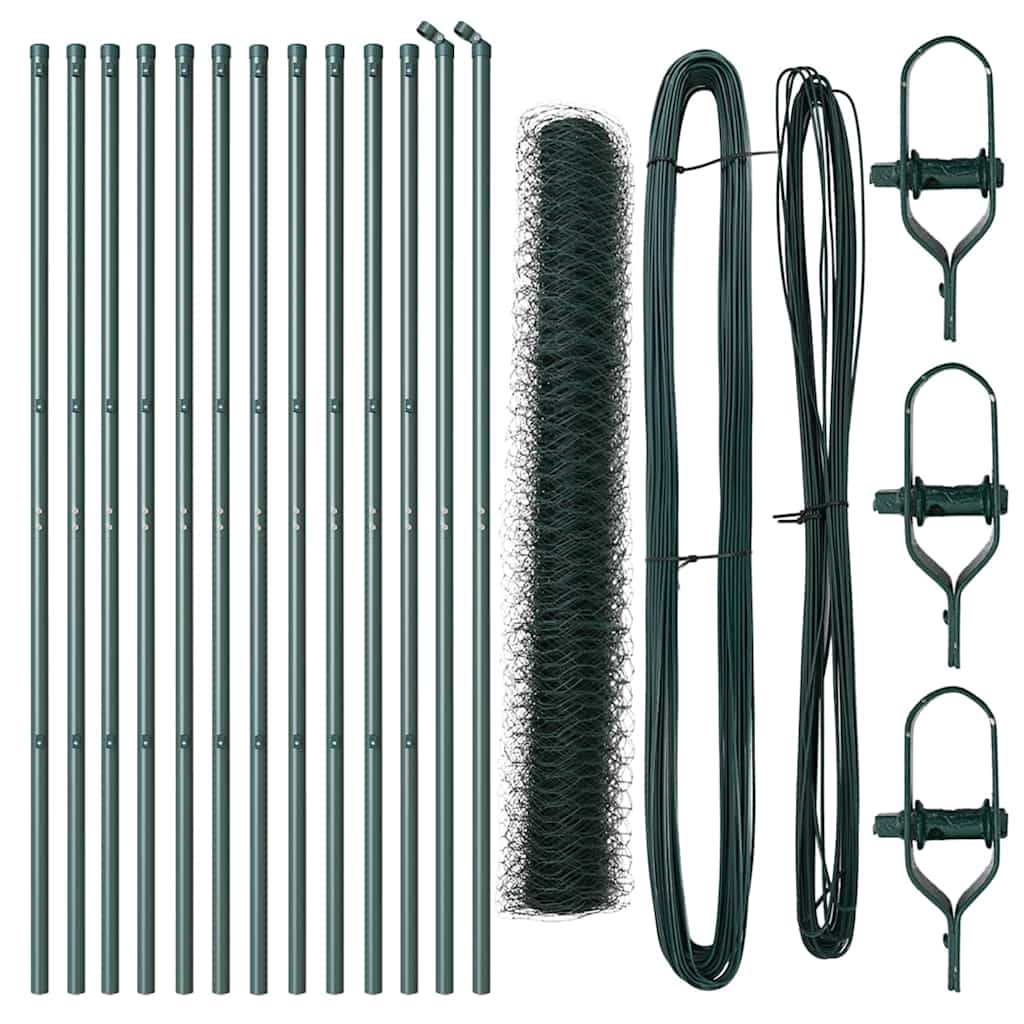 Hatszögletű kerítés talajrögzítő 25 x 1 m PVC-bevonatos acél