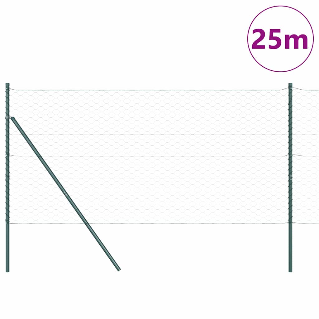 Hatszögletű kerítés talajrögzítő 25 x 1,4 m PVC-bevonatos acél
