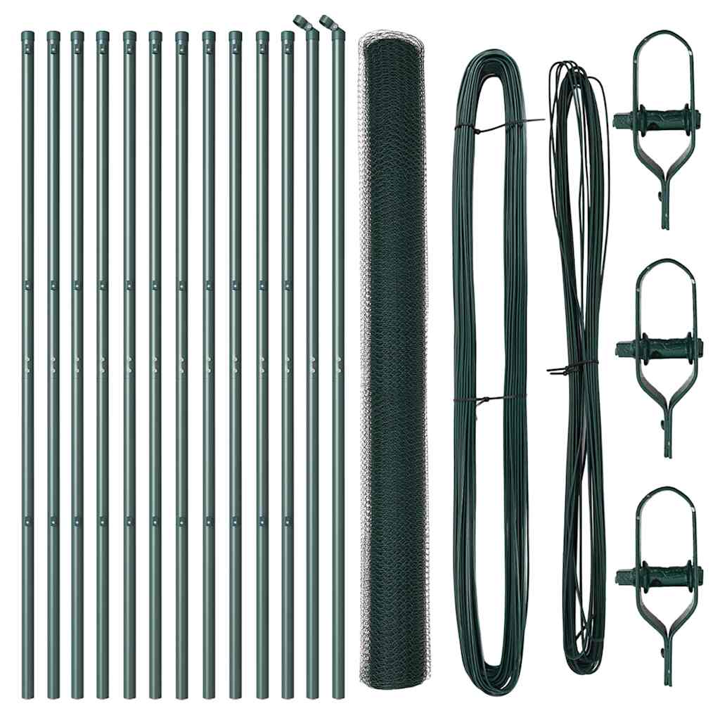 Hatszögletű kerítés talajrögzítő 25 x 1,6 m PVC-bevonatos acél