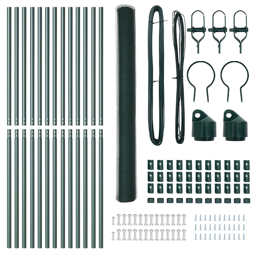 Hatszögletű kerítés talajrögzítő 25 x 1,6 m PVC-bevonatos acél