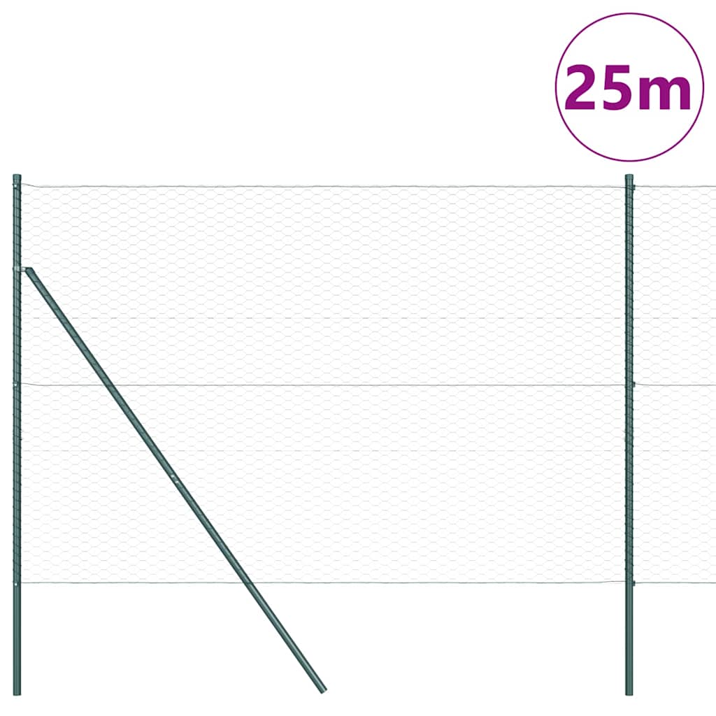 Hatszögletű kerítés talajrögzítő 25 x 1,6 m PVC-bevonatos acél
