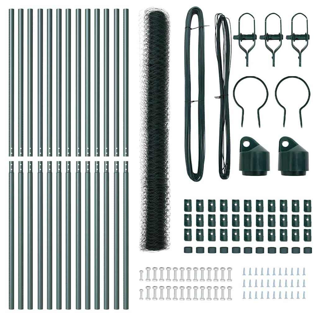 Hatszögletű kerítés talajrögzítő 25 x 1,6 m PVC-bevonatos acél