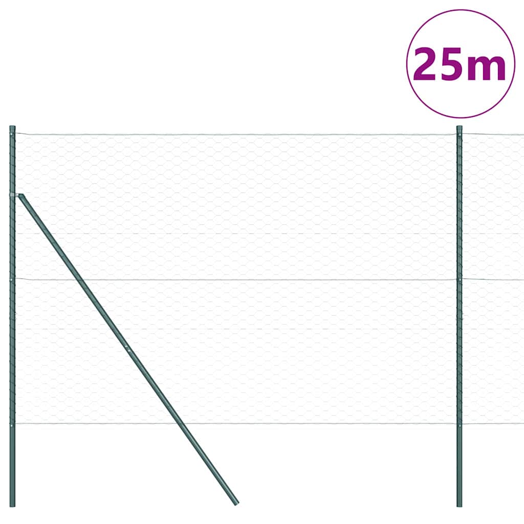 Hatszögletű kerítés talajrögzítő 25 x 1,6 m PVC-bevonatos acél