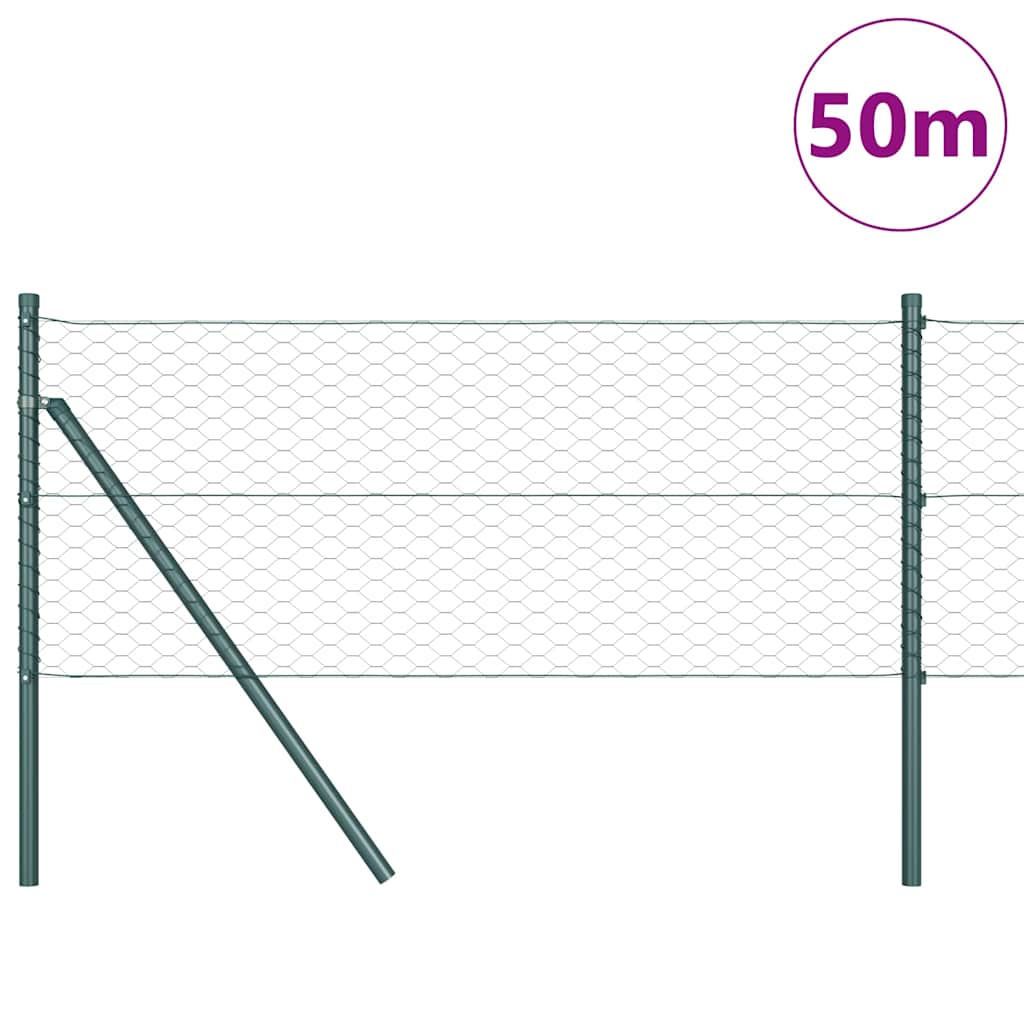 Hatszögletű kerítés talajrögzítő 50 x 0,6 m PVC-bevonatos acél