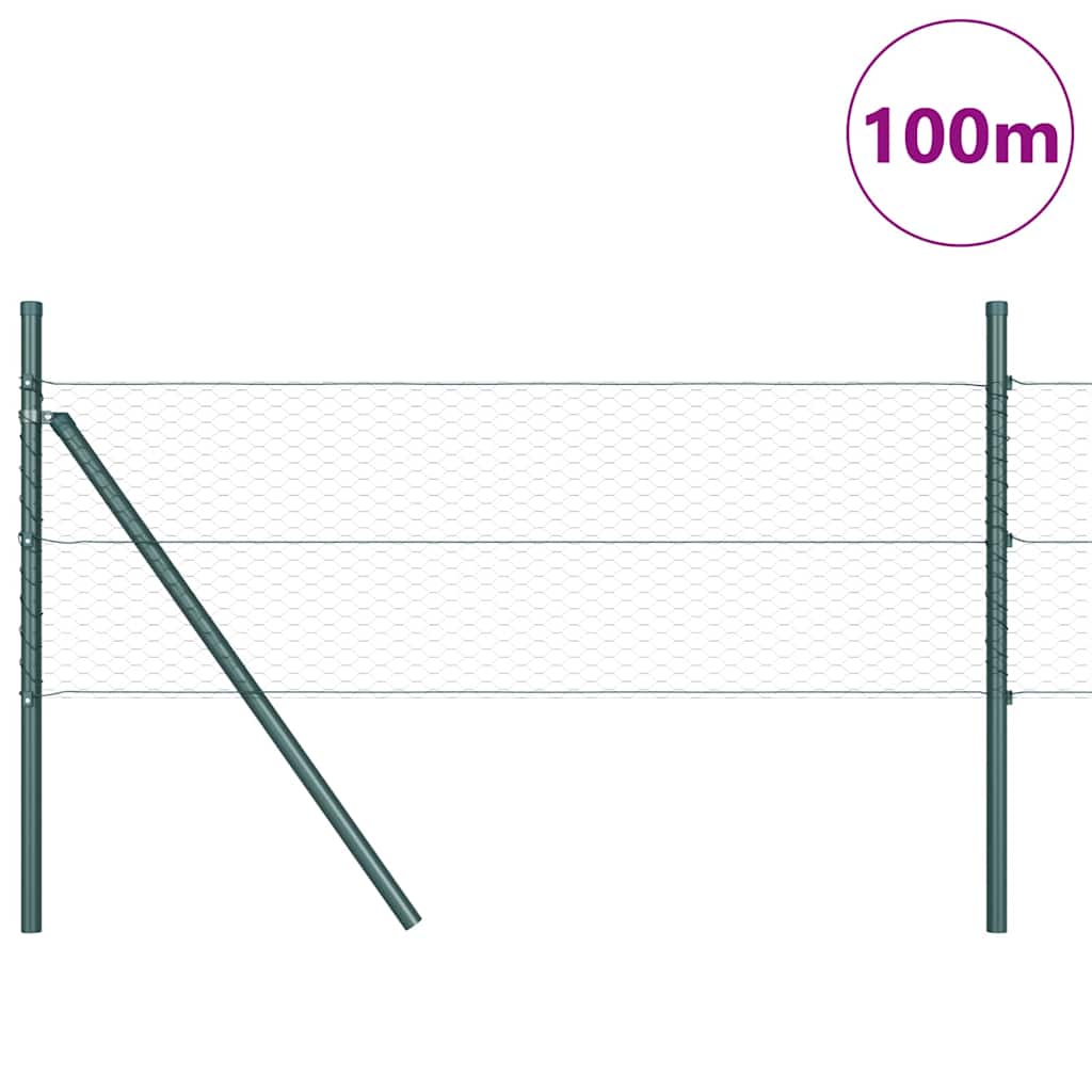 Hatszögletű kerítés talajrögzítő 100 x 0,5 m PVC-bevonatos acél