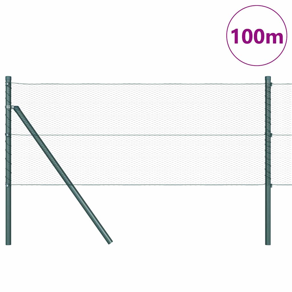 Hatszögletű kerítés talajrögzítő 100 x 0,6 m PVC-bevonatos acél