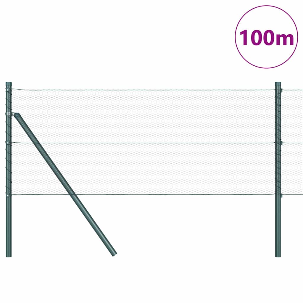 Hatszögletű kerítés talajrögzítő 100 x 0,8 m PVC-bevonatos acél