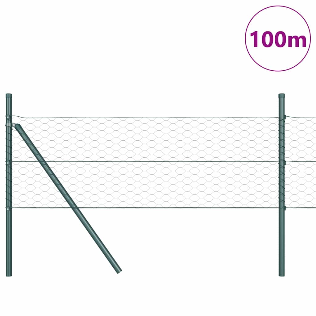 Hatszögletű kerítés talajrögzítő 100 x 0,8 m PVC-bevonatos acél