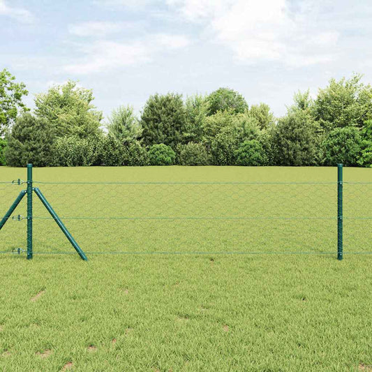 Hatszögletű kerítés talajrögzítő 100 x 0,8 m PVC-bevonatos acél