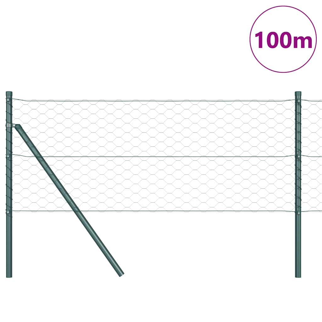 Hatszögletű kerítés talajrögzítő 100 x 0,8 m PVC-bevonatos acél