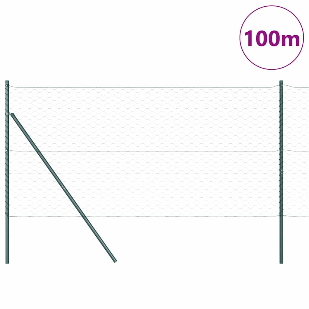 Hatszögletű kerítés talajrögzítő 100 x 1 m PVC-bevonatos acél