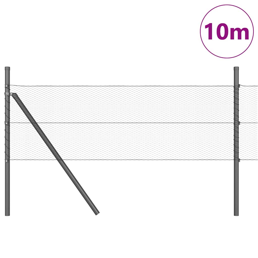 Hatszögletű kerítés talajrögzítő 10 x 0,4 m PVC-bevonatos acél