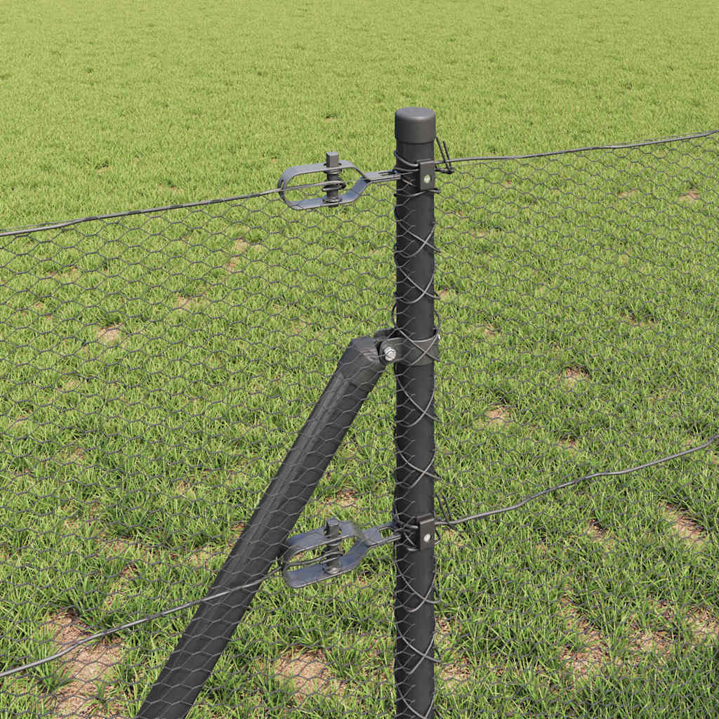 Hatszögletű kerítés talajrögzítő 10 x 0,6 m PVC-bevonatos acél