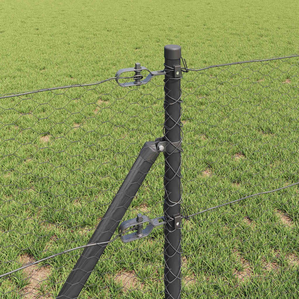 Hatszögletű kerítés talajrögzítő 10 x 0,6 m PVC-bevonatos acél