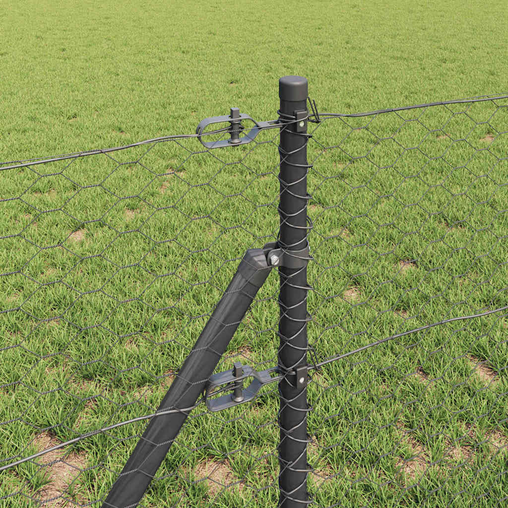 Hatszögletű kerítés talajrögzítő 10 x 0,6 m PVC-bevonatos acél