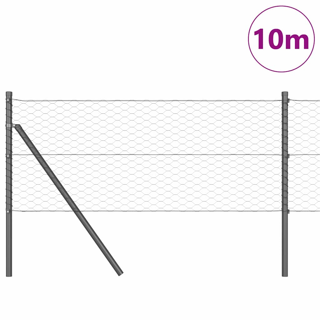 Hatszögletű kerítés talajrögzítő 10 x 0,6 m PVC-bevonatos acél