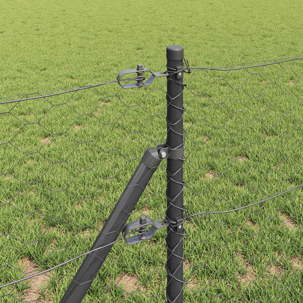 Hatszögletű kerítés talajrögzítő 10 x 0,6 m PVC-bevonatos acél