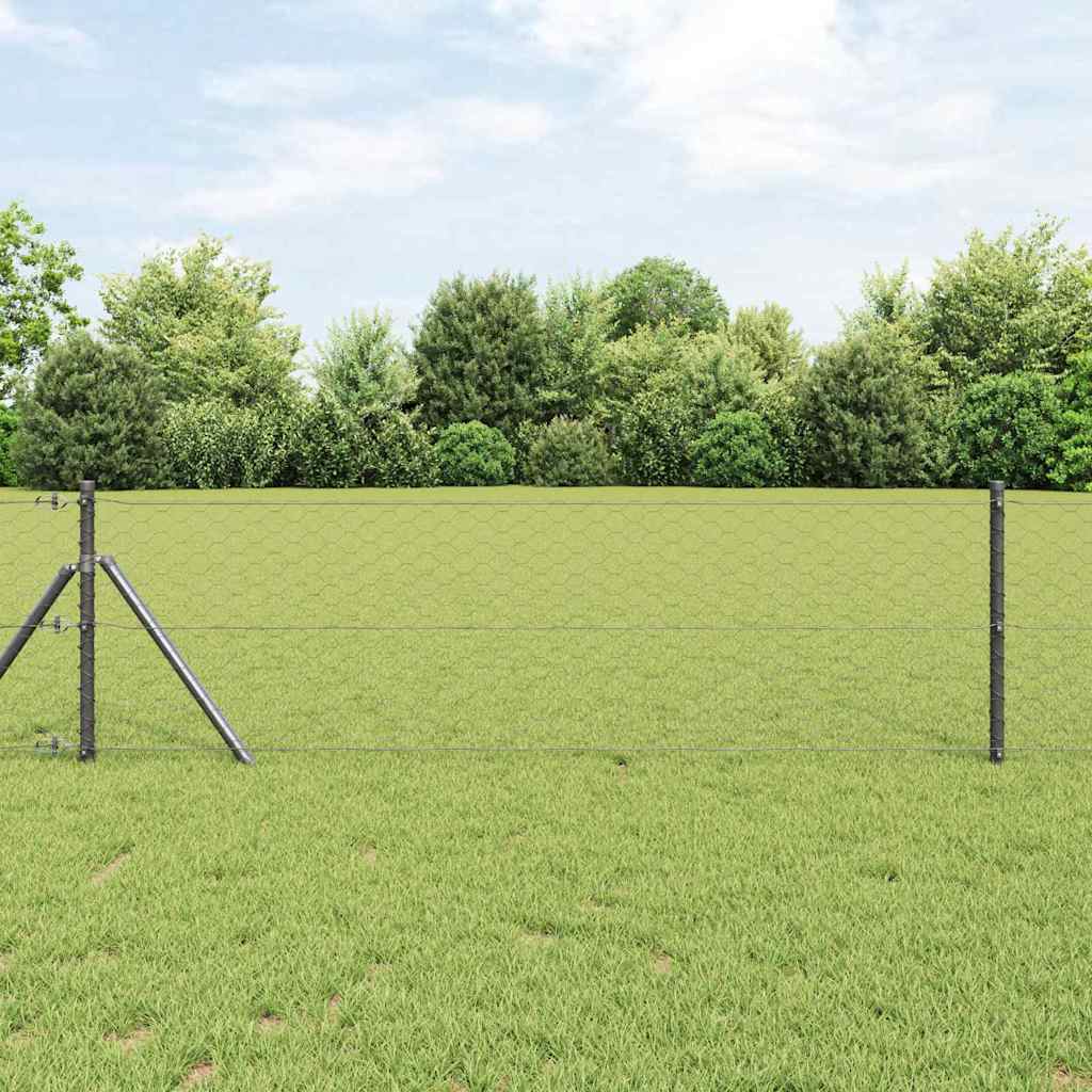 Hatszögletű kerítés talajrögzítő 10 x 0,6 m PVC-bevonatos acél