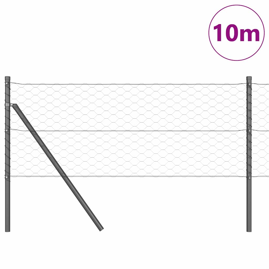 Hatszögletű kerítés talajrögzítő 10 x 0,6 m PVC-bevonatos acél