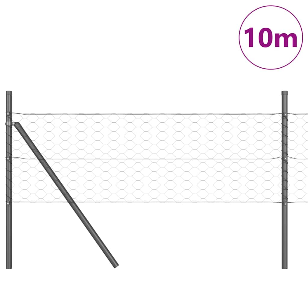 Hatszögletű kerítés talajrögzítő 10 x 0,8 m PVC-bevonatos acél