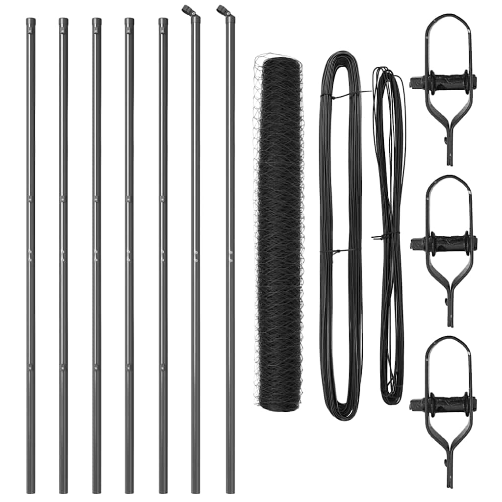 Hatszögletű kerítés talajrögzítő 10 x 1 m PVC-bevonatos acél