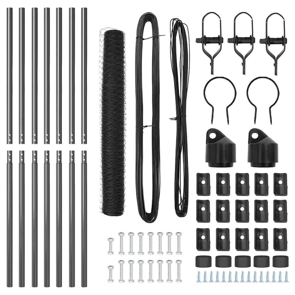 Hatszögletű kerítés talajrögzítő 10 x 1,2 m PVC-bevonatos acél