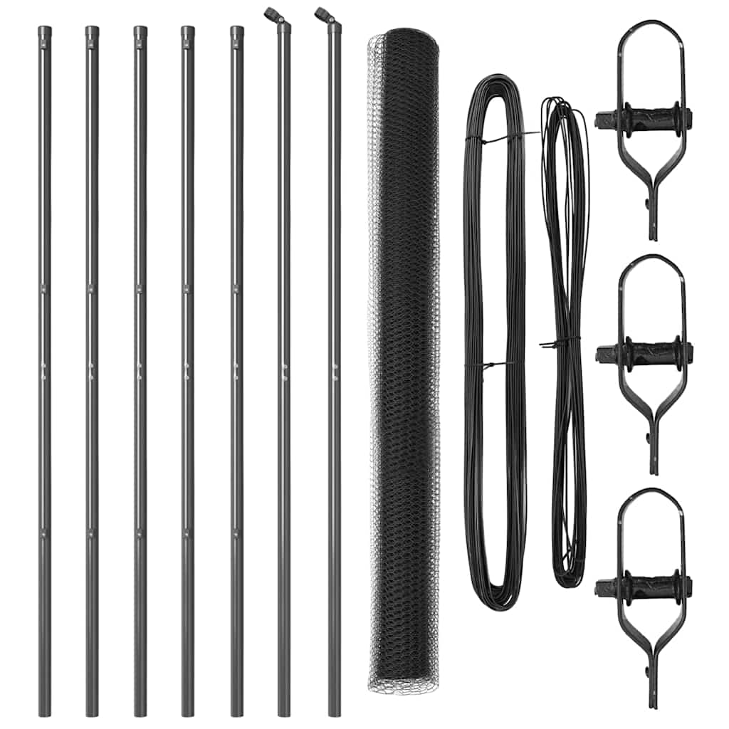Hatszögletű kerítés talajrögzítő 10 x 1,5 m PVC-bevonatos acél