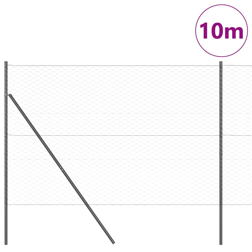 Hatszögletű kerítés talajrögzítő 10 x 1,5 m PVC-bevonatos acél